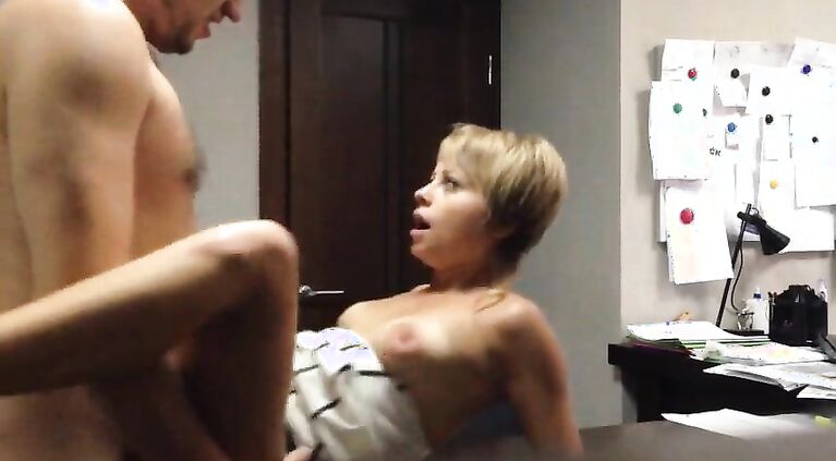 The boss fucks her secretary on the office table till he flows his sperm and than his urine right into her hungry mouth and she swallows it all!