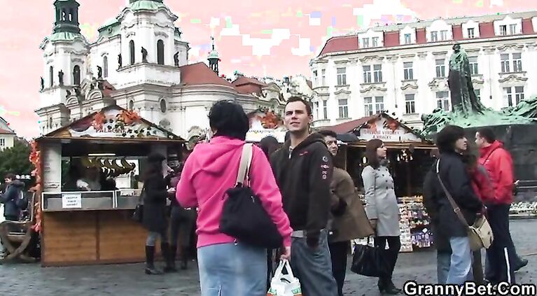 Old tourist granny picked up and fucked by kinky boy