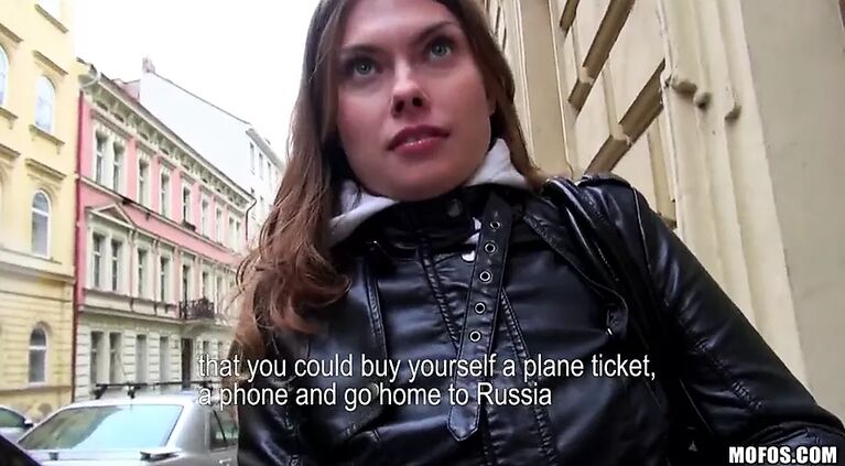 Czech brunette is convinced to fuck for a wad of cash