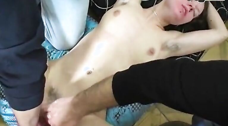 Many cocks in a gangbang for a young nympho with a hairy pussy always wet in scene 02 from the movie Il despota