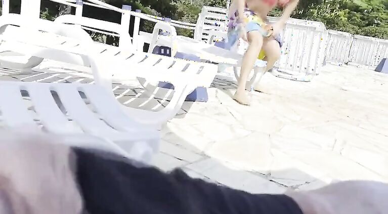 She noticed that I was jerking off and helped me cum right next to the public pool