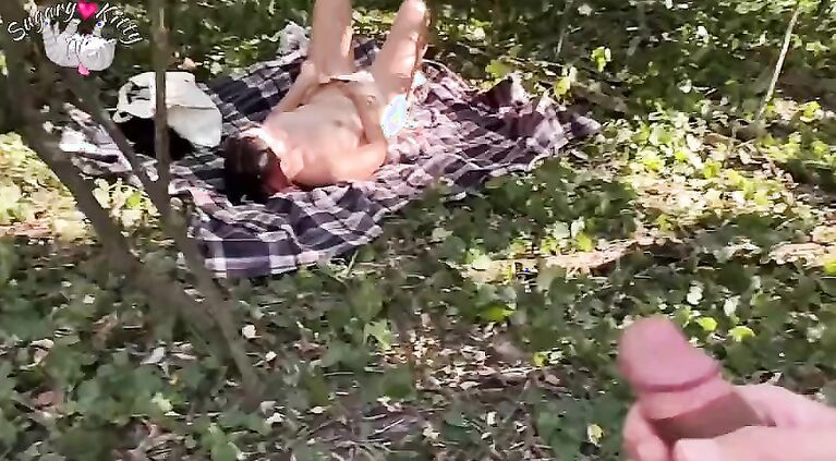 Neighbor Followed Me To The Woods And Caught Masturbating After Told Me To Handjob His Big Dick! Cum