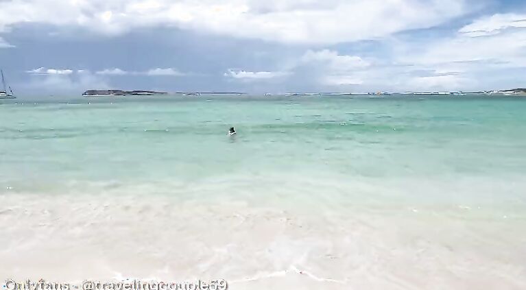 Wife sharing on nudist beach while hubby records, teenage slut gets fucked by a random guy on a nudist beach