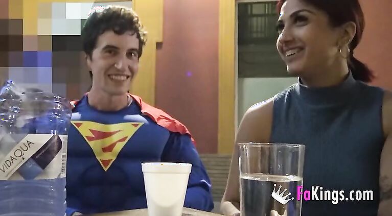 Clueless babe gets surprised by a big dicked street performer: Valeria Del Rio and the SUPERDICK!