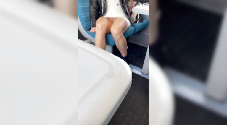 Teasing on the train no panties