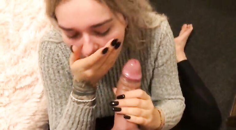 Euro slut Eva drinks COFFEE with CUM!