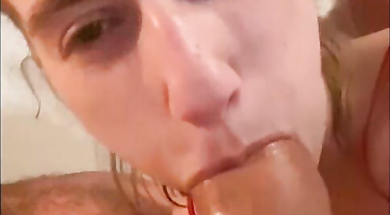 Anastasia Mistress training her blowjob skills on Huge Cock