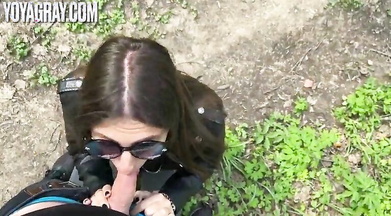 Risky Public Blowjob in a Park with Beautiful Teen in sunglasses - POV bj
