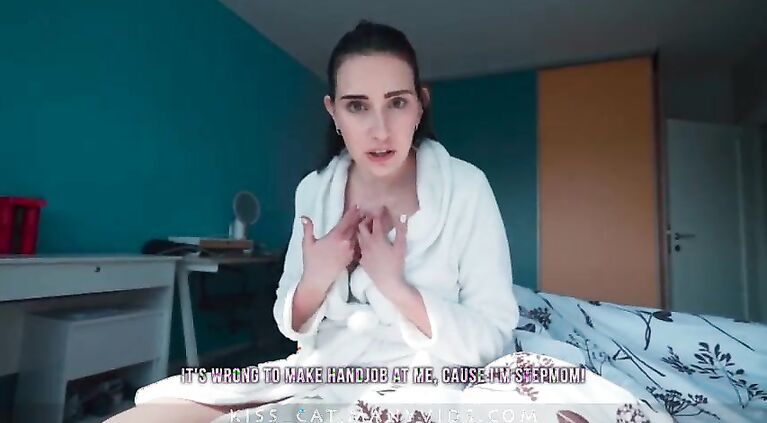 oops, did Jerk on Stepmother? Caught step son twice cum inside young stepmom. Surprise hot fuck Kisscat