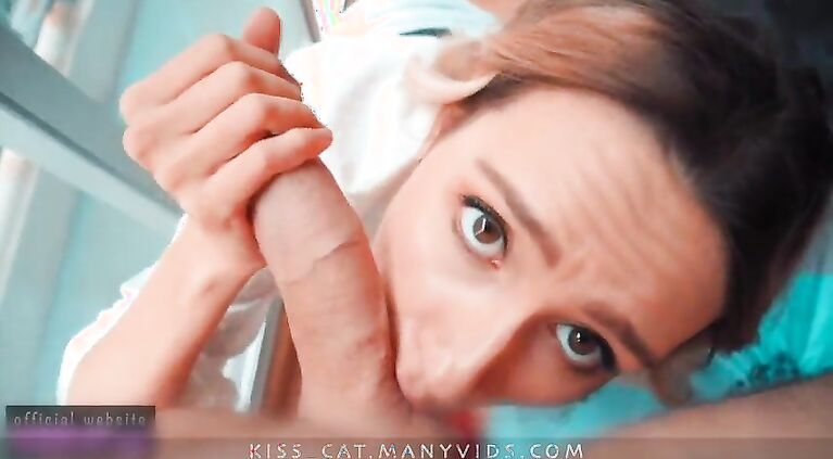 Young Babe Deepthroat Blowjob for Big Dick with Cum Play & Swallow POV