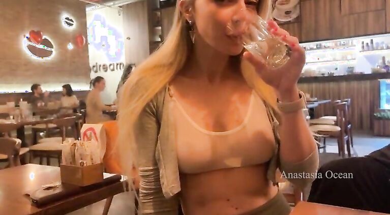 First date and I am in transparent top in public cafe full of people. Shows naked niples in the end