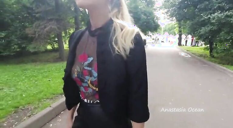 Public walk in transparent t-shirt in peak hour