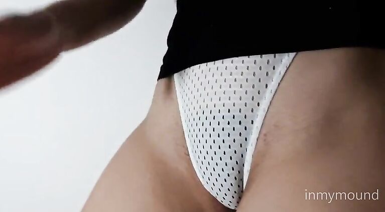 Touching his hard dick while I show off my cameltoe in a sexy little shorts and swimsuit.