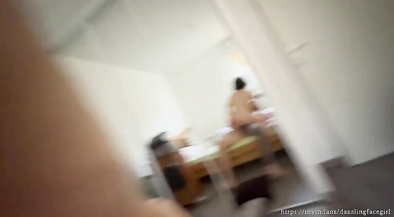 She tries to shove a glass dildo up her ass for DP while a cock stuffs her pussy - Dazzlingfacegirl