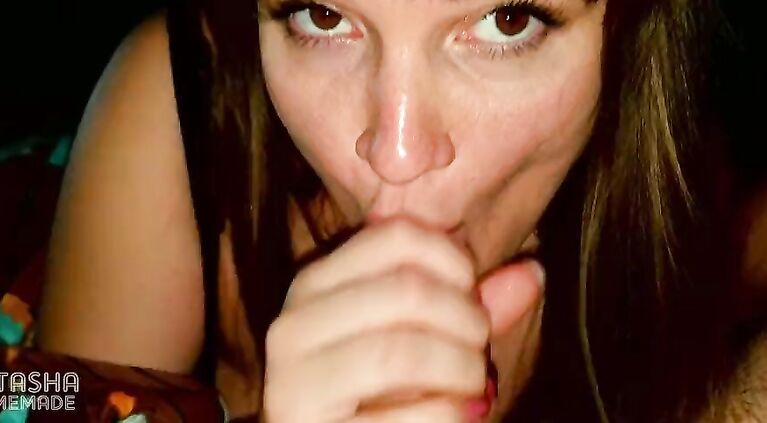 After Party milf SLUT sucking cock, licking balls and getting cum on big natural tits – Real POV 4K