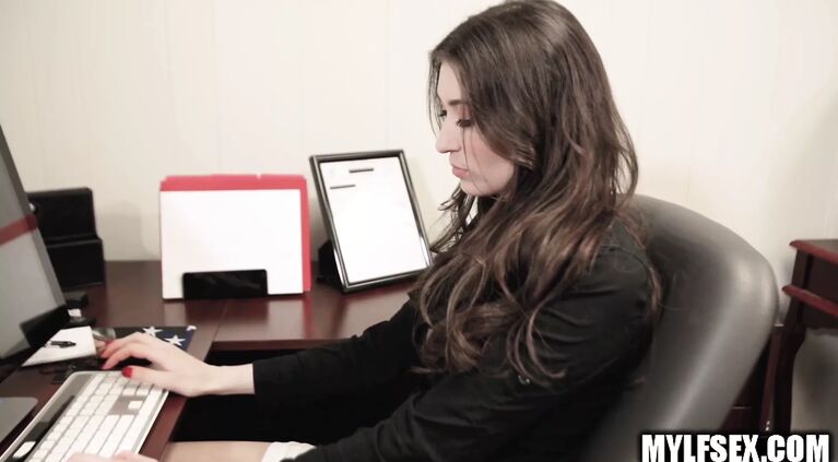 Secretary Fucks Boss Waiting for Her Husband to Pick Her Up
